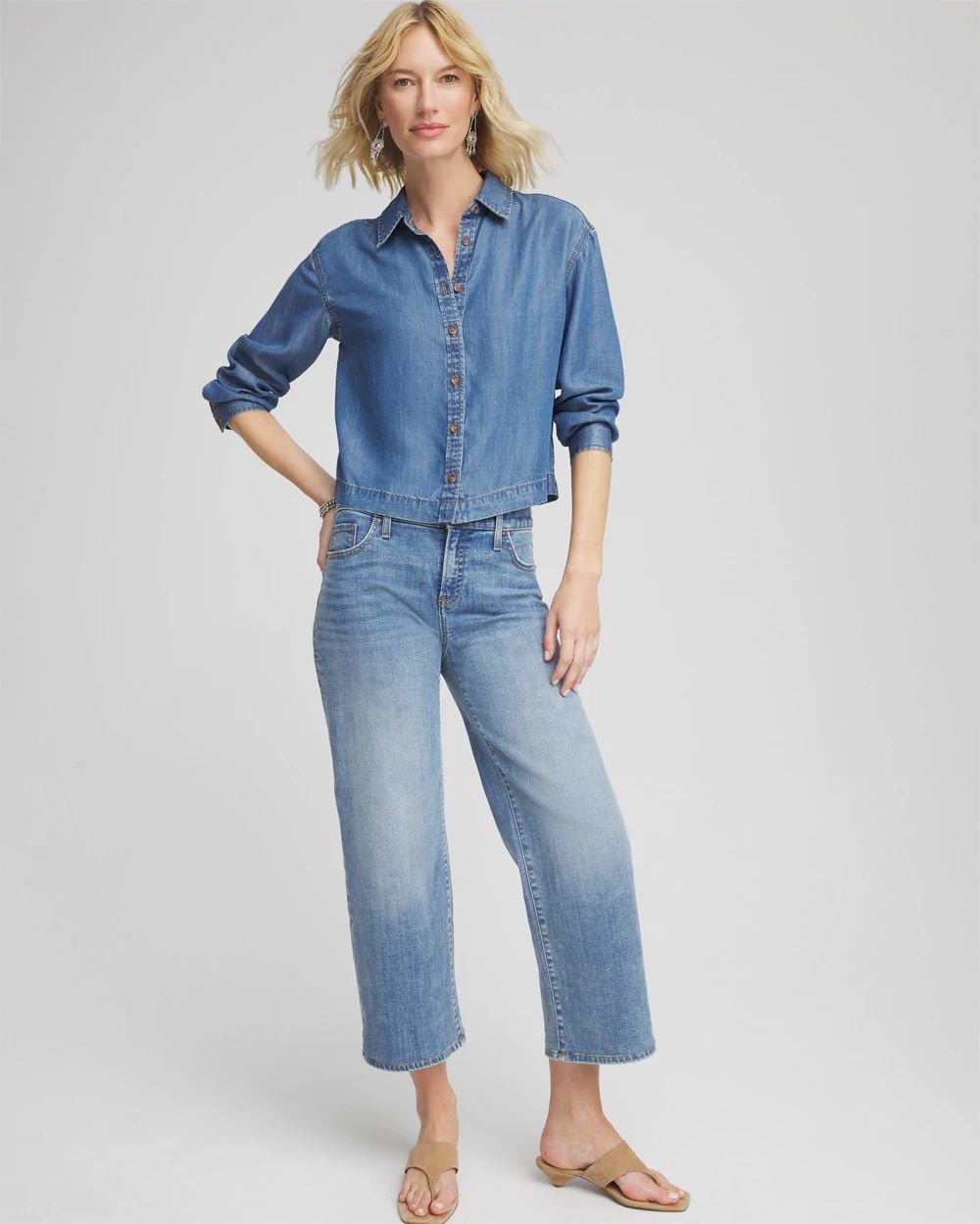 Tencel™ Cropped Denim Shirt | Chico's